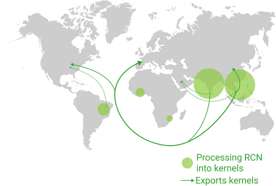 Map cashew processing areas