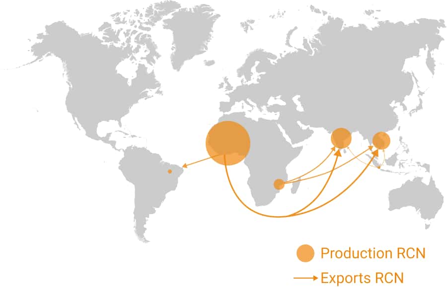 Map RCN production & exports