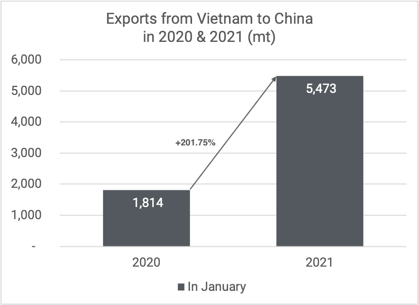 Exports cashew kernels to China Jan 2020